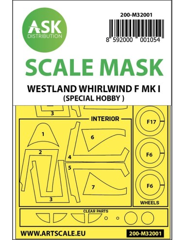 Westland Whirlwind Mk.I double-sided  painting mask for Special Hobby 