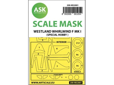 Westland Whirlwind Mk.I double-sided  painting mask for Special Hobby 