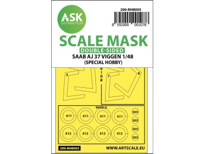 SAAB AJ 37 Viggen double-sided painting mask for Special Hobby 