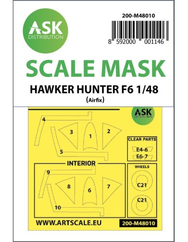 Hawker Hunter F.6 double-sided painting mask for Airfix 