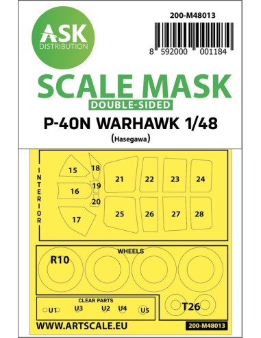Curtiss  P-40N Warhawk double-sided painting mask for Hasegawa / Hobby2000 