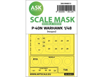 Curtiss  P-40N Warhawk double-sided painting mask for Hasegawa / Hobby2000 