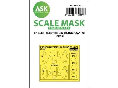 EE Lightning F.2A double-sided painting mask for Airfix 
