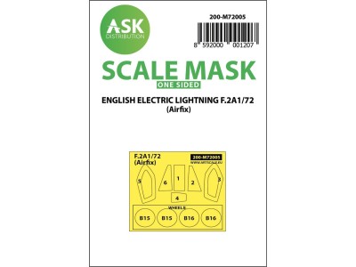 EE Lightning F.2A one-sided painting mask for Airfix 