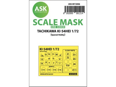 Tachikawa Ki-54HEI one-sided painting mask for Special Hobby 
