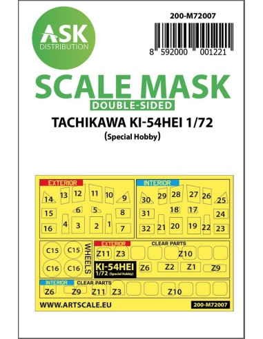 Tachikawa Ki-54HEI double-sided painting mask for Special Hobby 
