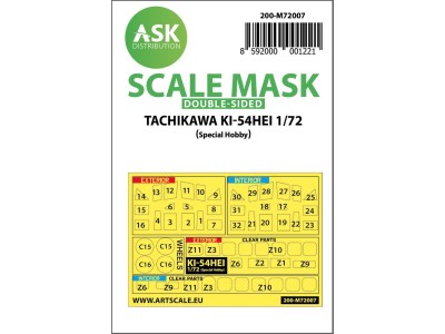 Tachikawa Ki-54HEI double-sided painting mask for Special Hobby 