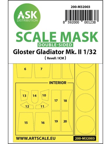 Gloster Gladiator Mk.II double-sided painting mask for Revell / ICM 