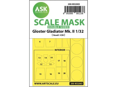 Gloster Gladiator Mk.II double-sided painting mask for Revell / ICM 