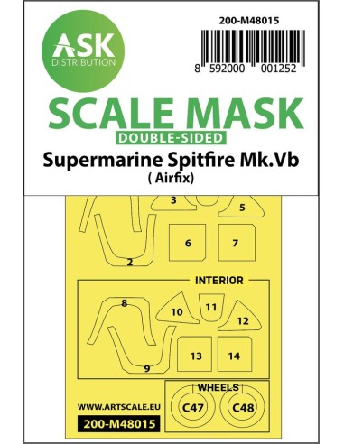 Spitfire Mk.Vb double-sided painting mask for Airfix 