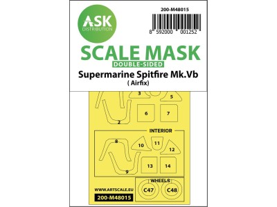 Spitfire Mk.Vb double-sided painting mask for Airfix 