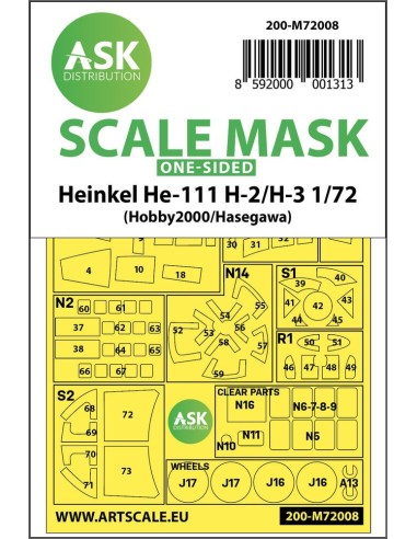 Heinkel He 111H-2/H-3 one-sided painting mask for Hasegawa / Hobby2000 