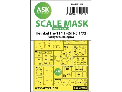 Heinkel He 111H-2/H-3 one-sided painting mask for Hasegawa / Hobby2000 