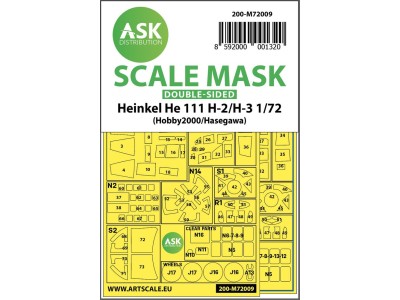 Heinkel He 111H-2/H-3 double-sided painting mask for Hasegawa / Hobby2000 