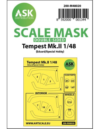 Hawker Tempest Mk.II double-sided painting mask for Eduard / Special Hobby 
