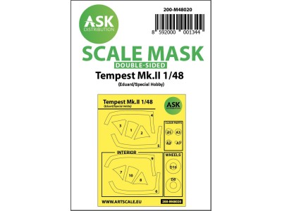 Hawker Tempest Mk.II double-sided painting mask for Eduard / Special Hobby 
