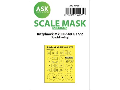 Kittyhawk Mk.III P-40 K one-sided painting mask for Special Hobby 