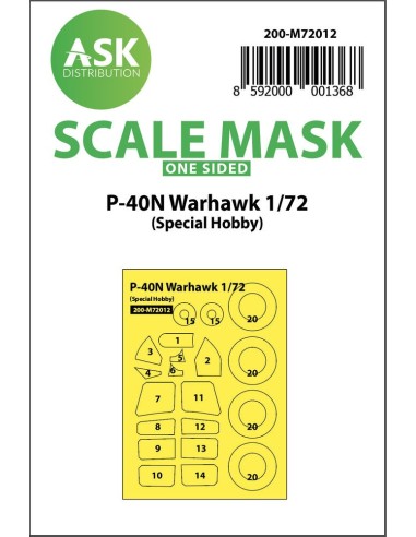 P-40 N Warhawk one-sided painting mask for Special Hobby 