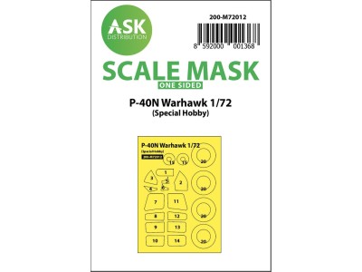 P-40 N Warhawk one-sided painting mask for Special Hobby 
