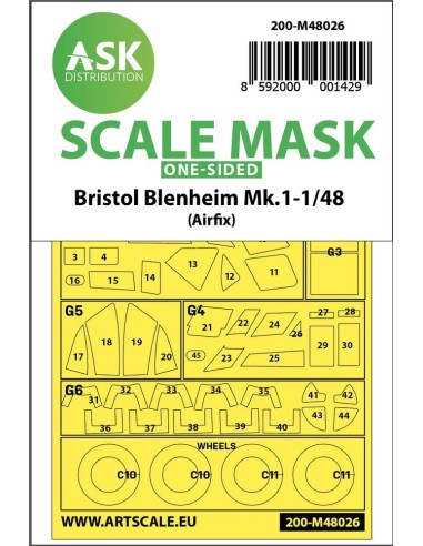 Bristol Blenheim Mk.I one-sided painting mask for Airfix 