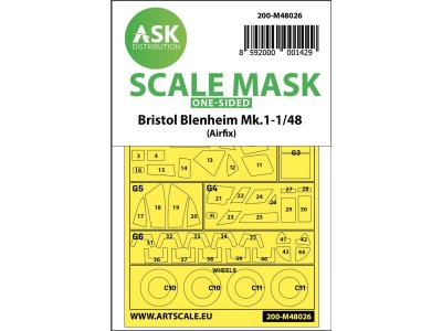 Bristol Blenheim Mk.I one-sided painting mask for Airfix 