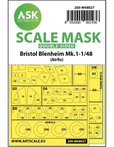 Bristol Blenheim Mk.I double-sided painting mask for Airfix 