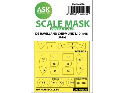 De Havilland Chipmunk T.10 double-sided painting mask for Airfix 