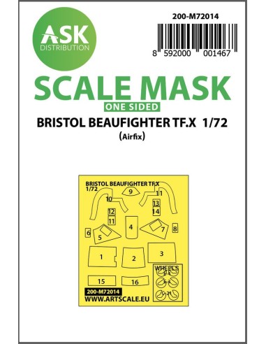 Bristol Beaufighter TF.X one-sided painting mask for Airfix 