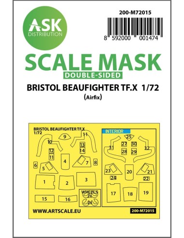 Bristol Beaufighter TF.X double-sided painting mask for Airfix 