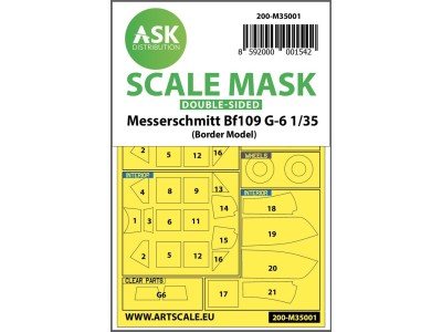 Messerschmitt Bf 109G-6 double-sided painting mask for Border Model 