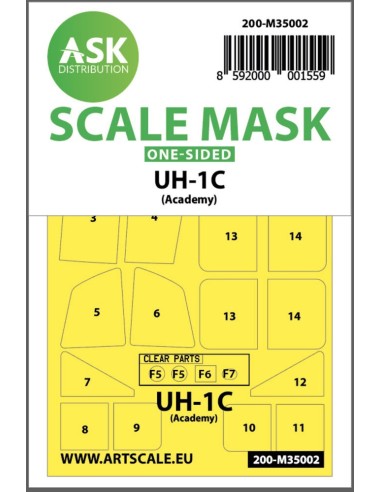 UH-1C one-sided painting mask for Academy 