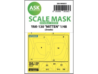 Yak-130 Mitten double-sided painting mask for Zvezda 
