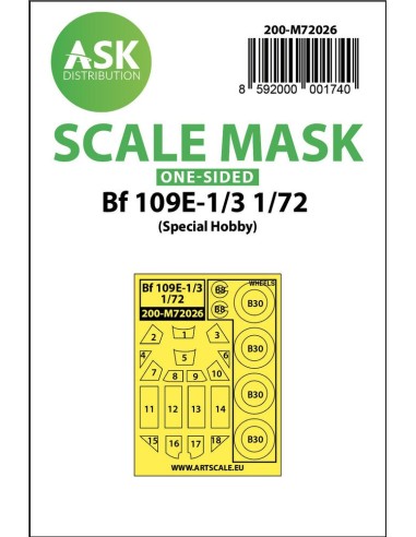 Bf 109E-1/E-3 one-sided painting mask for Special Hobby 