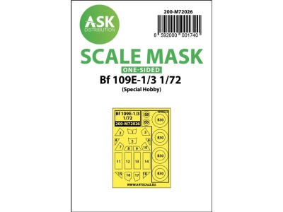 Bf 109E-1/E-3 one-sided painting mask for Special Hobby 