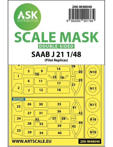 SAAB J21  double-sided painting mask for Pilot Replicas 