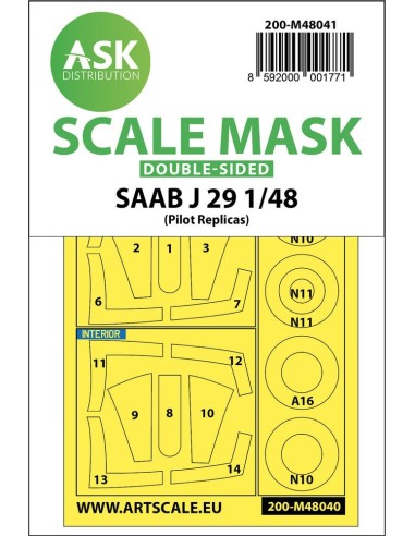 SAAB J29 B  double-sided painting mask for Pilot Replicas 