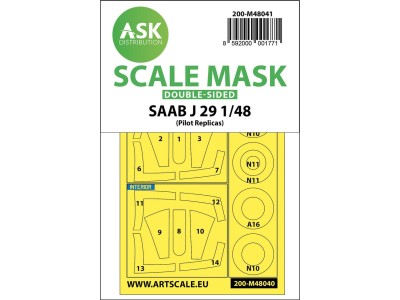 SAAB J29 B  double-sided painting mask for Pilot Replicas 