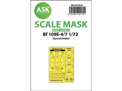 Bf 109E-4/7 one-sided painting mask for Special Hobby 