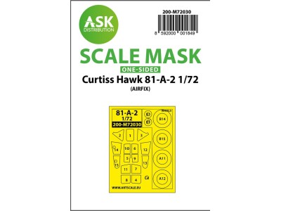 Curtiss Hawk 81-A-2 one-sided painting mask for Airfix 