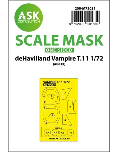 deHavilland Vampire T.11 one-sided painting mask for Airfix 
