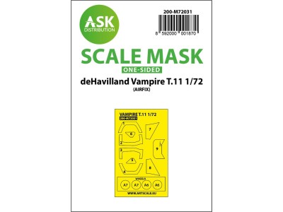deHavilland Vampire T.11 one-sided painting mask for Airfix 