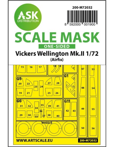 Vickers Wellington Mk.II one-sided painting mask for Airfix 