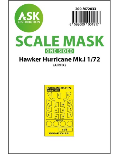 Hawker Hurricane Mk.I one-sided painting mask for Airfix 