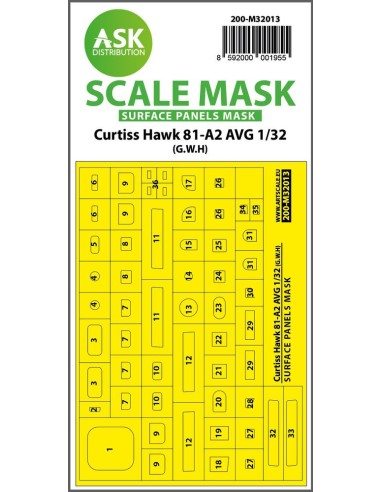 Curtiss Hawk 81-A2 AVG surface panels masks for Great Wall Hobby 