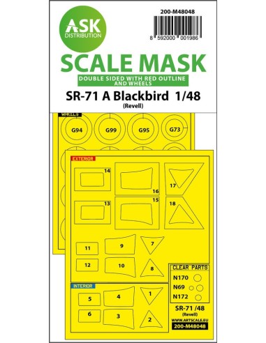 SR-71 A Blackbird double-sided incl red lines mask for Revell 