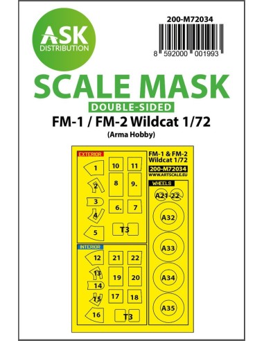 FM-1 / FM-2 Wildcat double-sided painting mask for Arma Hobby 