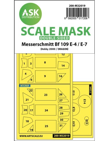 Messerschmitt Bf 109E-4 & E-7 double-sided express masks for Hobby2000 / Dragon / HGW 
