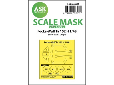 Focke-Wulf Ta 152 H one-sided express mask for Hobby2000 / Dragon 