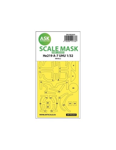 Heinkel He 2019A-7 UHU one-sided express masks for Revell 