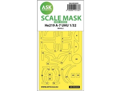Heinkel He 2019A-7 UHU one-sided express masks for Revell 